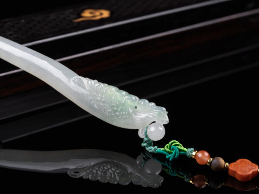 新中式国风冰种翡翠凤头发簪一对 商品图5