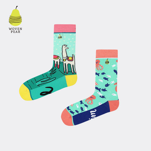 woven pear原创袜子女中筒袜ins潮个性字母刺绣柔软透气外穿长袜 商品图0