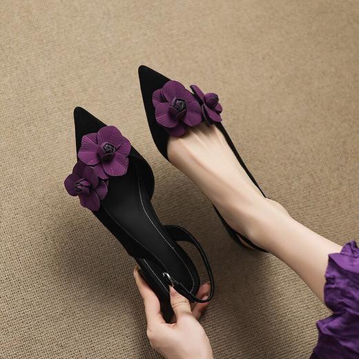 【预售5天】夏季新款浅口花卉后空单鞋轻熟低跟舒适配裙子凉鞋子女ZYY&A1224 商品图4