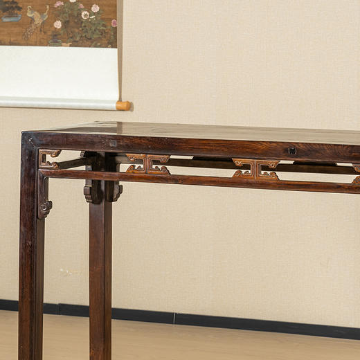 清	红木嵌黄杨木卡子花四面平条桌 商品图3