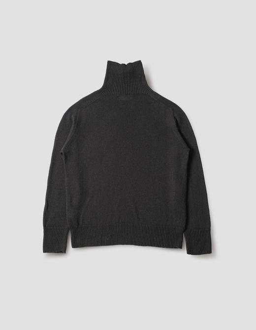 Margaret Howell   炭黑色苏格兰制棉麻无缝高领针织衫 商品图5