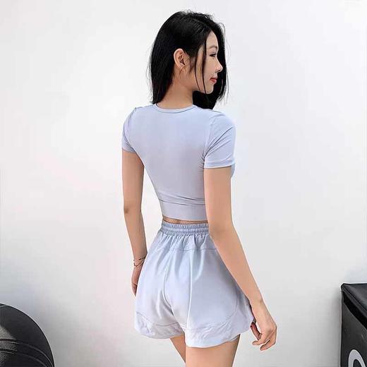 【限时秒】YOGACODE【火树银花系列】交叉褶皱瑜伽服上衣高级感修身显瘦短款运动t恤DWY115418 商品图2