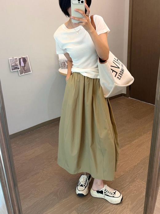 553 轻量复合防晒松紧腰A字宽松百搭工装半身裙 PJ978 商品图1