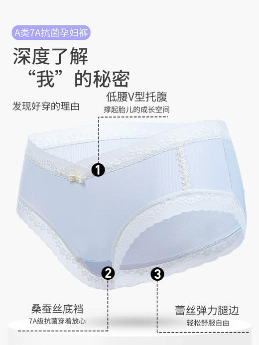 低腰V型孕妇内裤3条装（肤色蓝色粉色） 商品图3