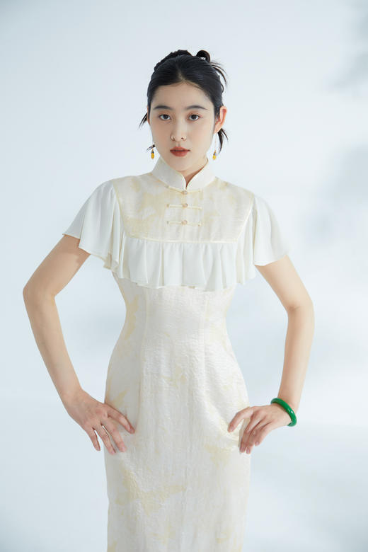 荷言GL 清秋 雪纺荷叶边改良旗袍少女感轻礼服凉感夏季 商品图4