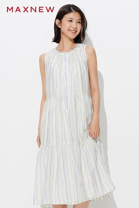 【裙装】 半开襟无袖条纹连衣裙 1P2225310