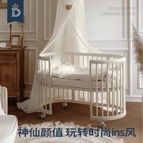 蒂爱婴儿床实木拼接大床多功能可移动宝宝小圆床0-6岁新生床摇篮