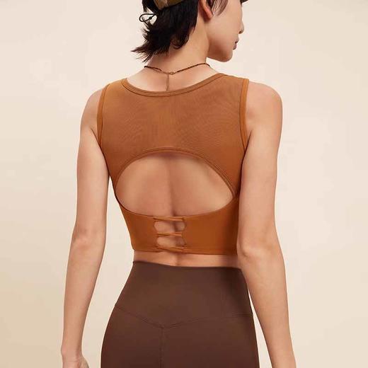 【限时秒】YOGACODE【火树银花系列】性感运动背心带胸垫不跑杯拼接网纱美背瑜伽背心DWB115122 商品图2