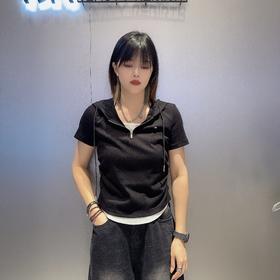 MC连帽拉链短袖针织T恤50321（黑）夏季152530010321