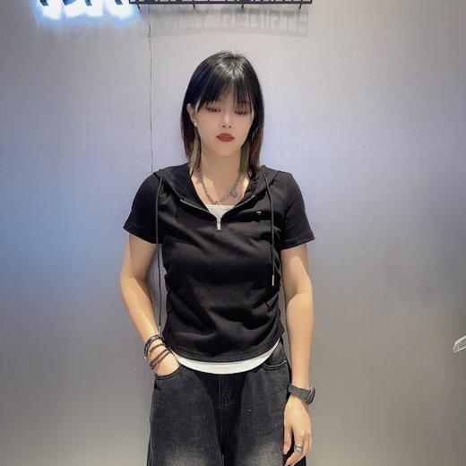MC连帽拉链短袖针织T恤50321（黑）夏季152530010321 商品图0