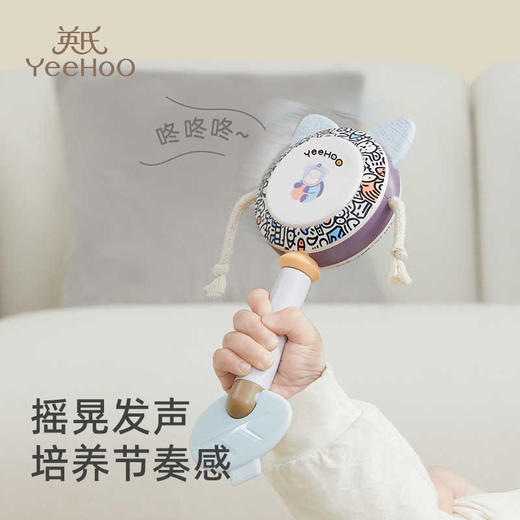 英氏拨浪鼓婴儿可啃咬牙胶摇铃国潮风儿童手摇鼓大波浪鼓宝宝玩具6975697870219 商品图0