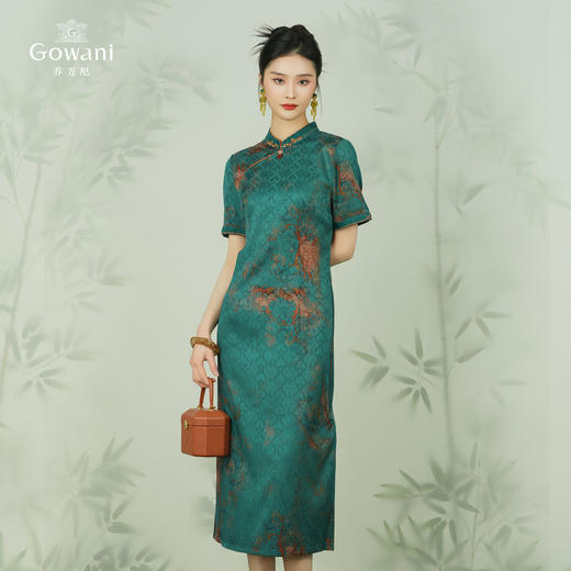 乔万尼真丝连衣裙新款19mm重磅气质旗袍款EM2E716 商品图1