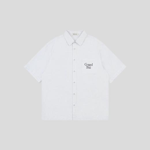 GOODBAI 表情logo刺绣口袋翻领oversize短袖衬衫 商品图1