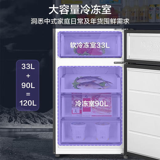 美的236升三门三温区家用冰箱风冷无霜电冰箱_节能低噪_风冷无霜_铂金净味_政府补贴_BCD-236WTM(E)_沁玉蓝-星烁_236升 商品图4