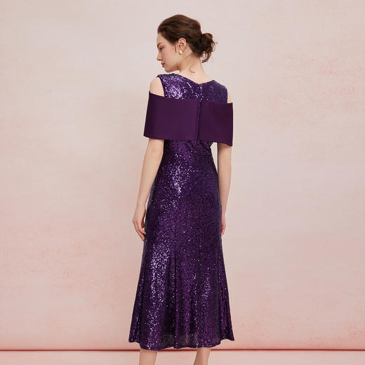 QF872斯尔丽25夏季新款宴会礼服亮片绣花喜婆婆气质优雅贵气连衣裙 商品图1