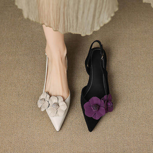 【预售5天】夏季新款浅口花卉后空单鞋轻熟低跟舒适配裙子凉鞋子女ZYY&A1224 商品图3