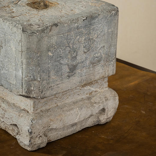 清	石雕鹤鹿同春博古清供图方形座 商品图2