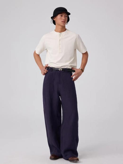 Simple Project/Y2564/假两件毛边亨利领短袖 商品图1