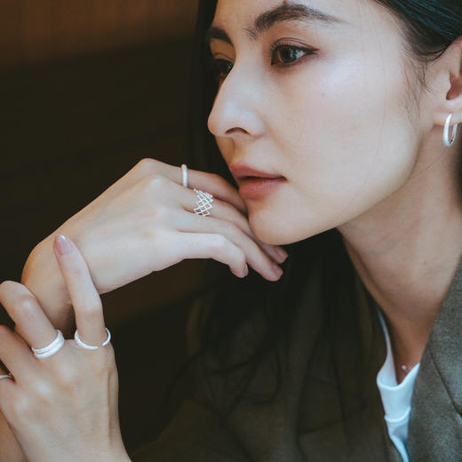 【明星同款】alodia.co 品牌直发 纱织蕾丝戒指 925银网纱编织工艺开口可调节 商品图2