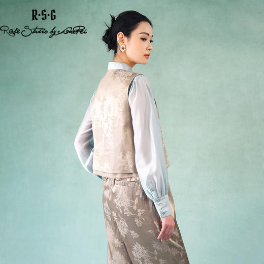 郭培成衣品牌精品系列中式老钱风梦醒鎏金蝴蝶刺绣马甲套装 商品图3