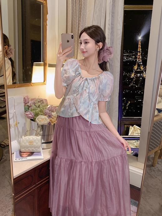 张心子【香雾氛围】氛围感温柔纱裙气质半身裙 U2504104 商品图7