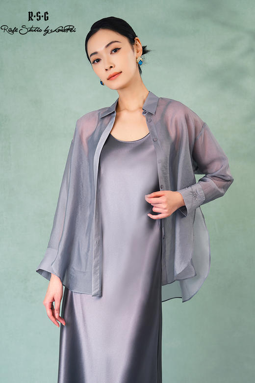 郭培成衣品牌精品系列薄雾轻纱高级感裸肤衬衫 商品图5