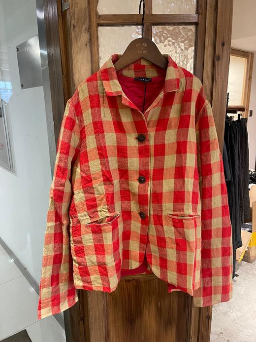 (5折) AEQUAMENTE 圆弧下摆格纹夹克短外套 商品图14