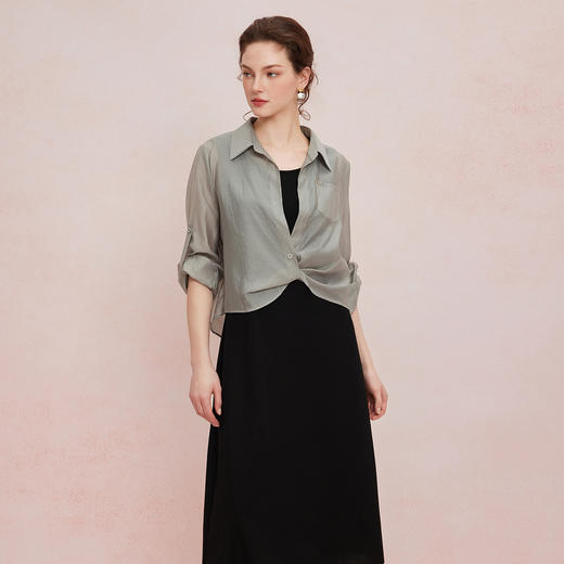 QF853斯尔丽2025新款设计感衬衣宽松休闲搭配无袖连衣裙套装连衣裙 商品图10