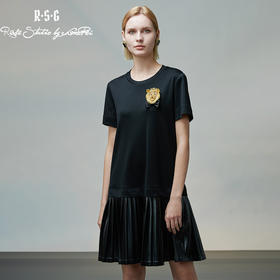 RSG郭培成衣品牌原创高级设计感小众拼接百褶T恤连衣裙