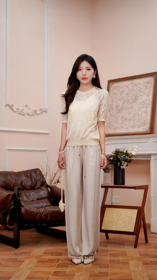 臣禾	【亚麻裤】老钱风松紧腰休闲直筒裤	JZ252060393 商品图8