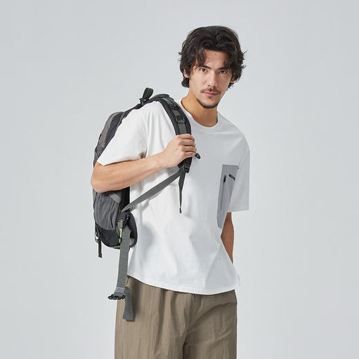 puzxrry男士短袖t恤白色夏季新款圆领休闲运动宽松凉感男士体恤衫 商品图1