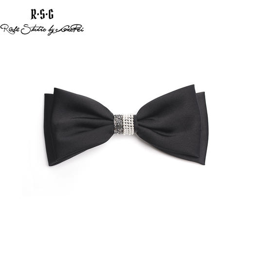 RSG郭培成衣品牌法式缎面黑色大号蝴蝶结发夹顶夹 商品图0