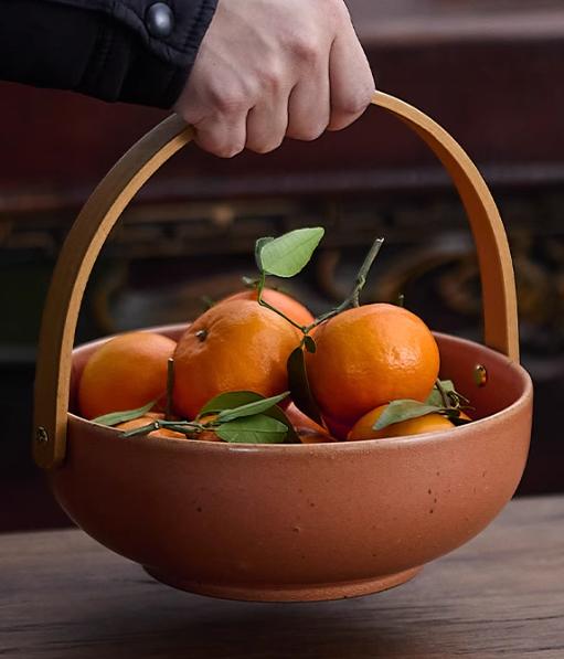 粗陶提篮 土黄 7寸 商品图0