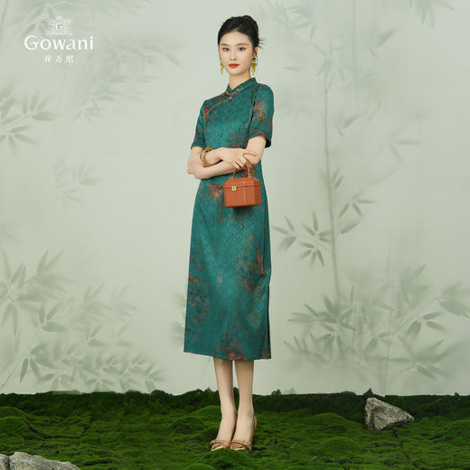 乔万尼真丝连衣裙新款19mm重磅气质旗袍款EM2E716 商品图3