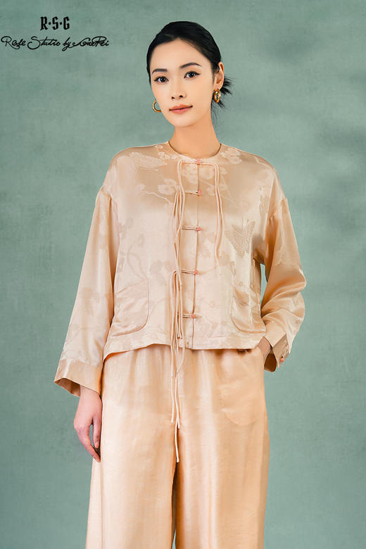 郭培成衣品牌精品系列粉黛婉婉桑蚕丝国风薄外套 商品图5