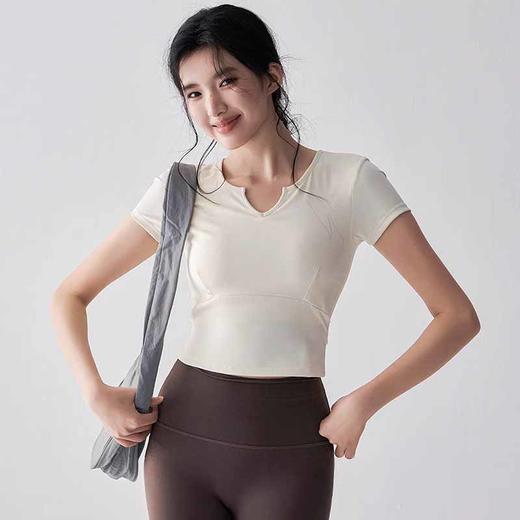 【限时秒】YOGACODE【火树银花系列】新款瑜伽服短袖T恤女带胸垫修身显瘦运动短袖DWY115018 商品图0
