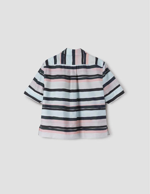 Margaret Howell   彩绘条纹意大利轻量丝棉短袖衬衫 商品图4