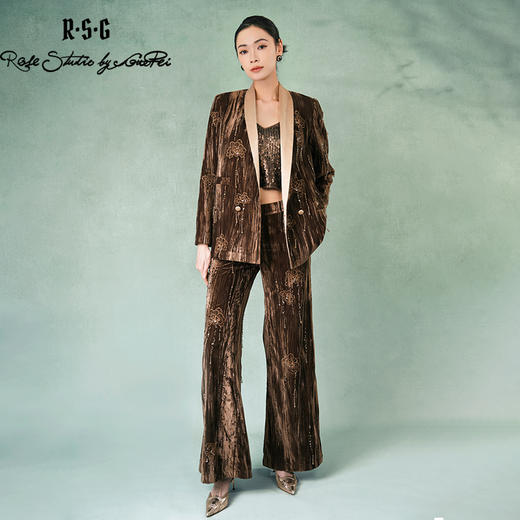 郭培成衣品牌精品系列重工芙蓉花丝绒西服套装 商品图0