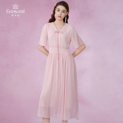 乔万尼100%桑蚕丝真丝连衣裙新款收腰减龄EM2E729 商品图1