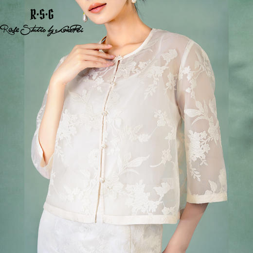 郭培成衣品牌精品系列《悦己花桑蚕丝系列》清幽之境七分袖薄上衣 商品图1