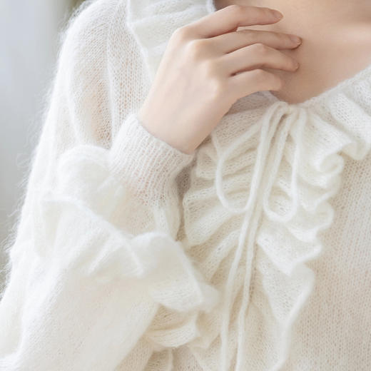 苏苏姐家白月光荷叶边马海套衫手工diy棒针毛衣马海毛线材料包 商品图2