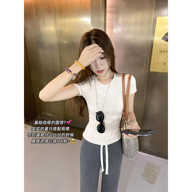 <曾小咸推荐>韩系简约基础百搭修身圆领短袖T恤