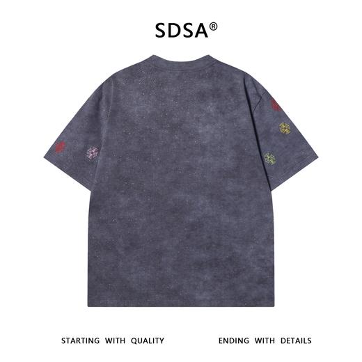 T3214夏季高级感新款韩系细闪彩色十字刺绣圆领短袖T恤百搭简约上衣 商品图4