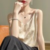 奥伊米夏季女奢华光泽丝滑仿真丝百搭V领一字领背心吊带 商品缩略图0