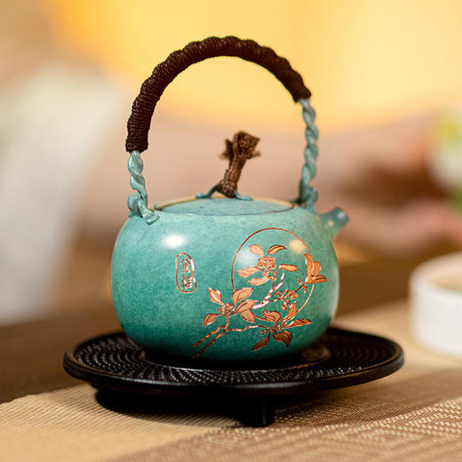 朱炳仁铜 月见喜乐茶礼套装 礼盒手工铜壶单人便携泡茶壶功夫茶具套装 商品图5