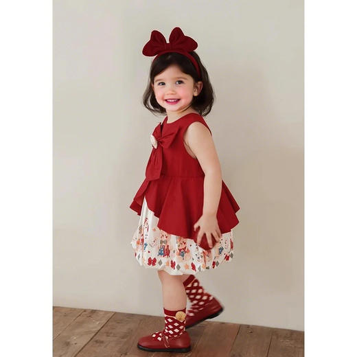 裁缝学苑TQ162女童花苞裙假两件式撞色拼接连衣裙纸样儿童无袖裙子样板 商品图3