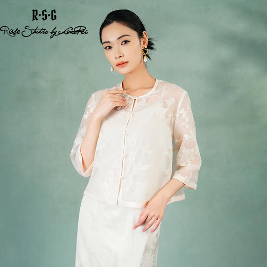 郭培成衣品牌精品系列《悦己花桑蚕丝系列》清幽之境七分袖薄上衣 商品图2