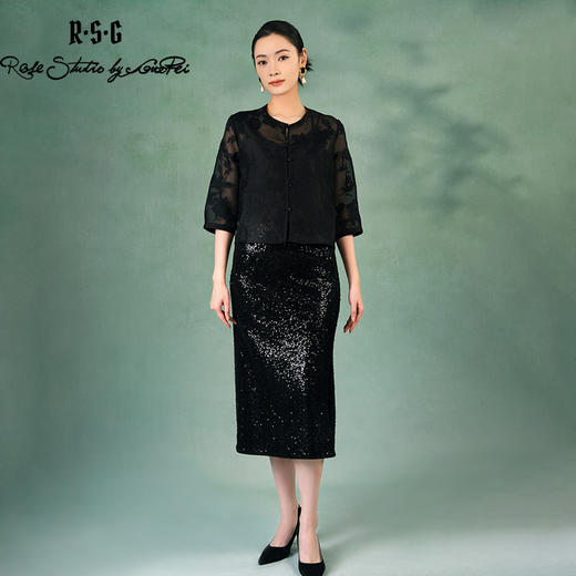 郭培成衣品牌精品系列《悦己花桑蚕丝系列》清幽之境七分袖薄上衣 商品图4