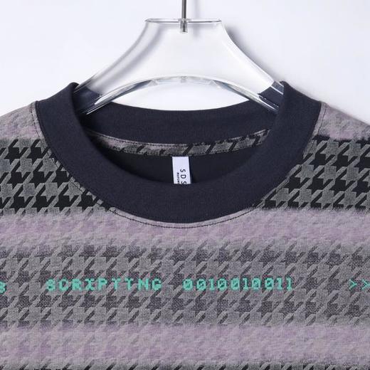 T3338夏季高级感新款美式撞色提花条纹圆领短袖T恤字母印花百搭上衣 商品图2