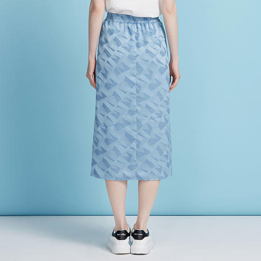 EITIE爱特爱直筒高腰显瘦垂坠休闲蓝色卫裙半身裙2025夏季新款B2506618 商品图4